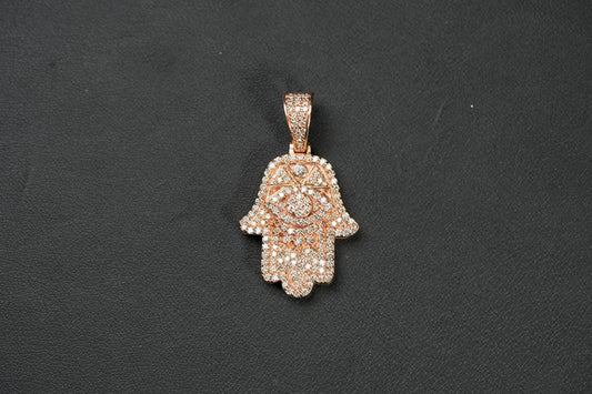 Diamond Hamsa Pendant Rose 14K Gold