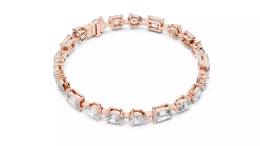 Mixed Shapes Diamond Bracele 14K Gold