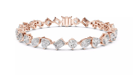 Mixed Shape Diamond Bracelet 14K Gold