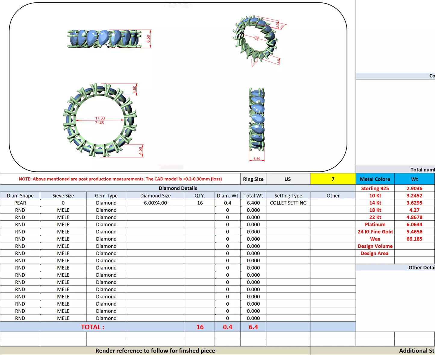 Pear Shape Angle Ring 14K