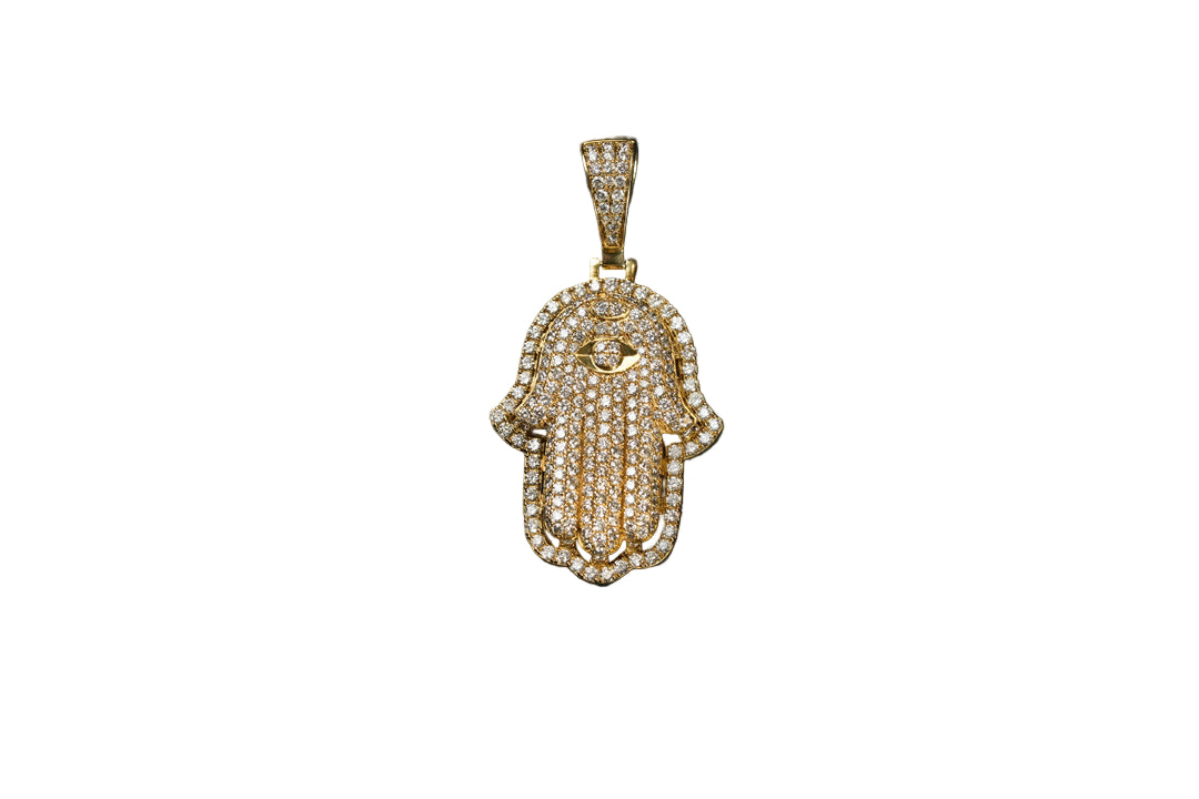 Diamond Hamsa Pendant Yellow 14K