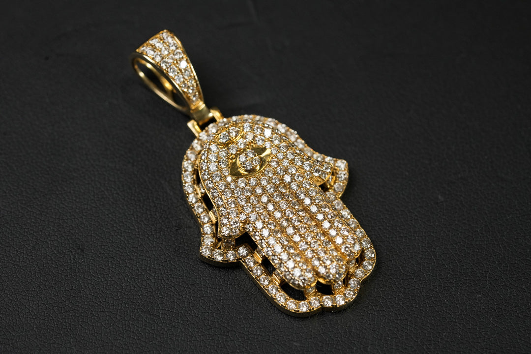 Diamond Hamsa Pendant Yellow 14K