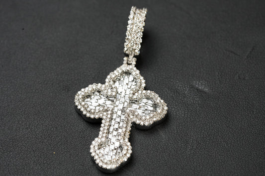 Diamond Baguette Cross White 10K