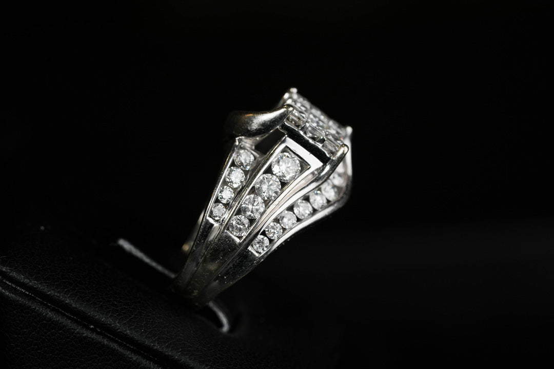 Princess Cut Invisible Set Diamond Ring 14K White Gold