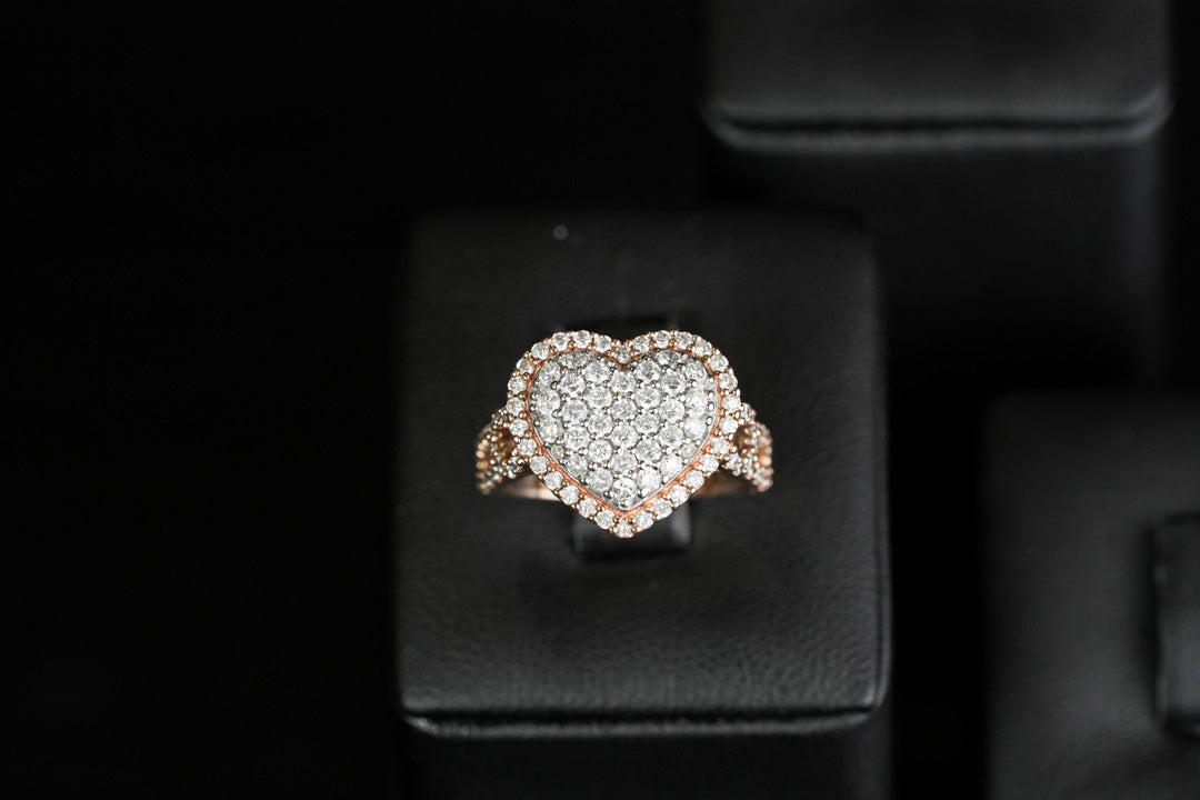 Heart Diamond Ring Infinity Band 10K Rose Gold