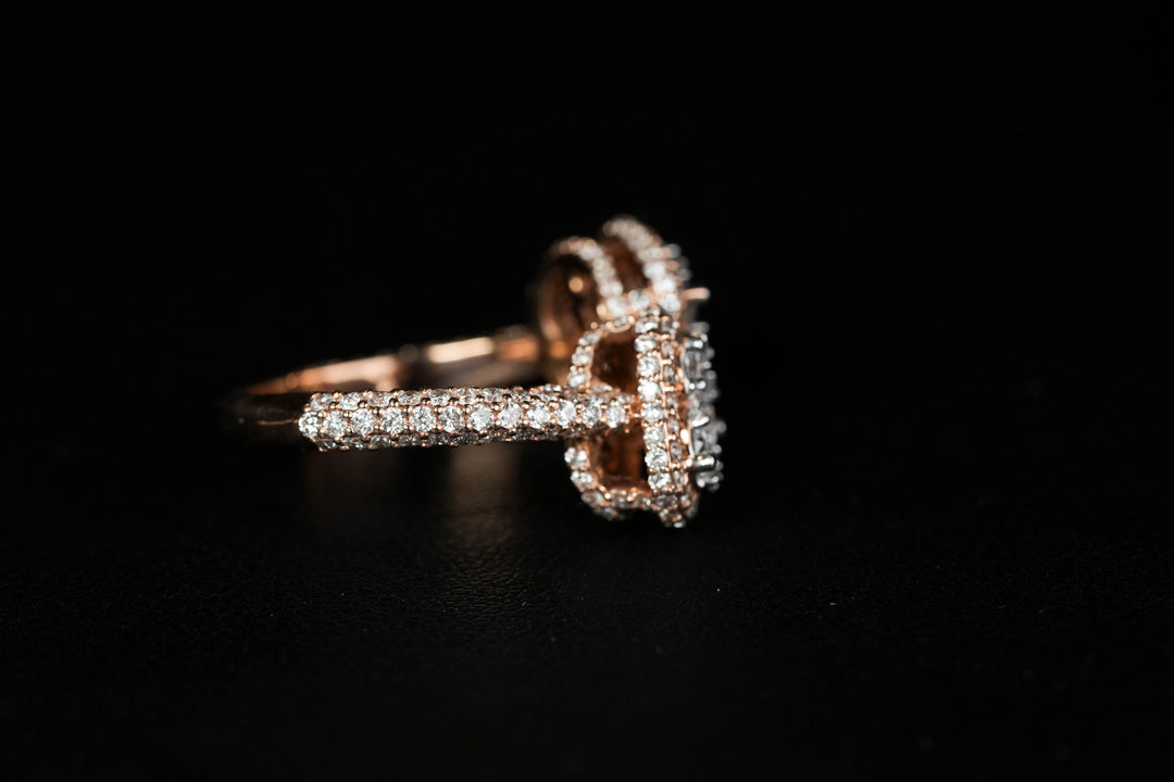 Double Heart Ring Rose 14K