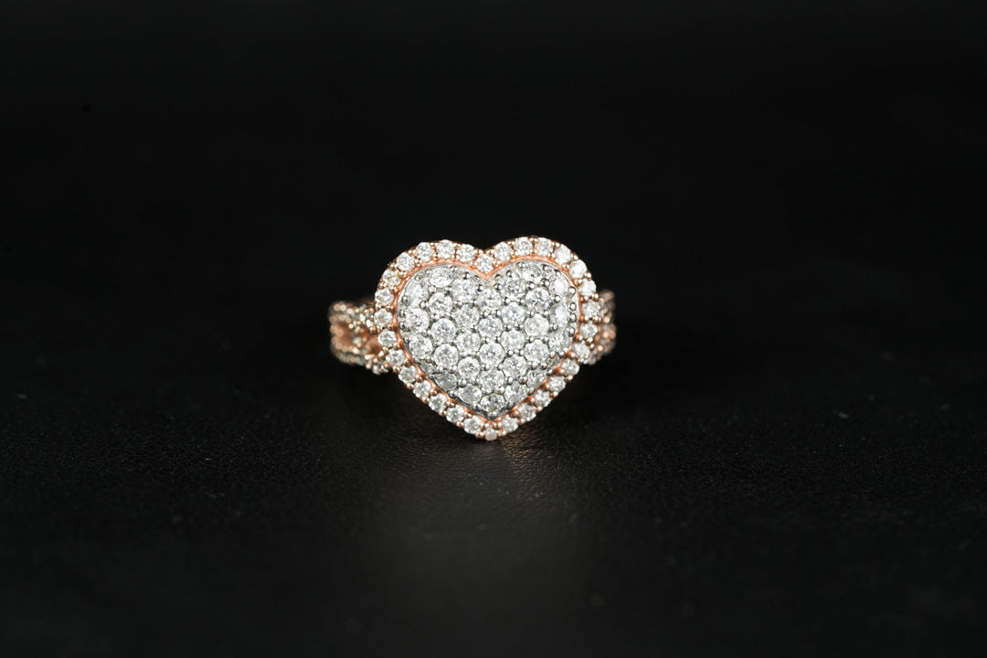 Heart Diamond Ring Infinity Band 10K Rose Gold