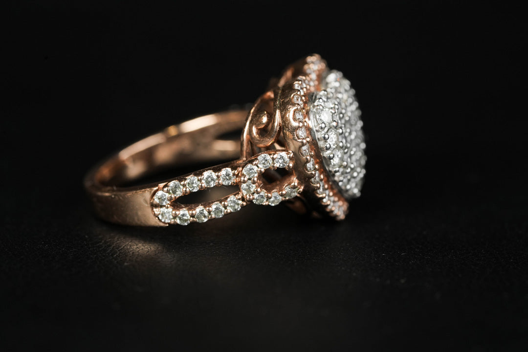 Heart Diamond Ring Infinity Band 10K Rose Gold