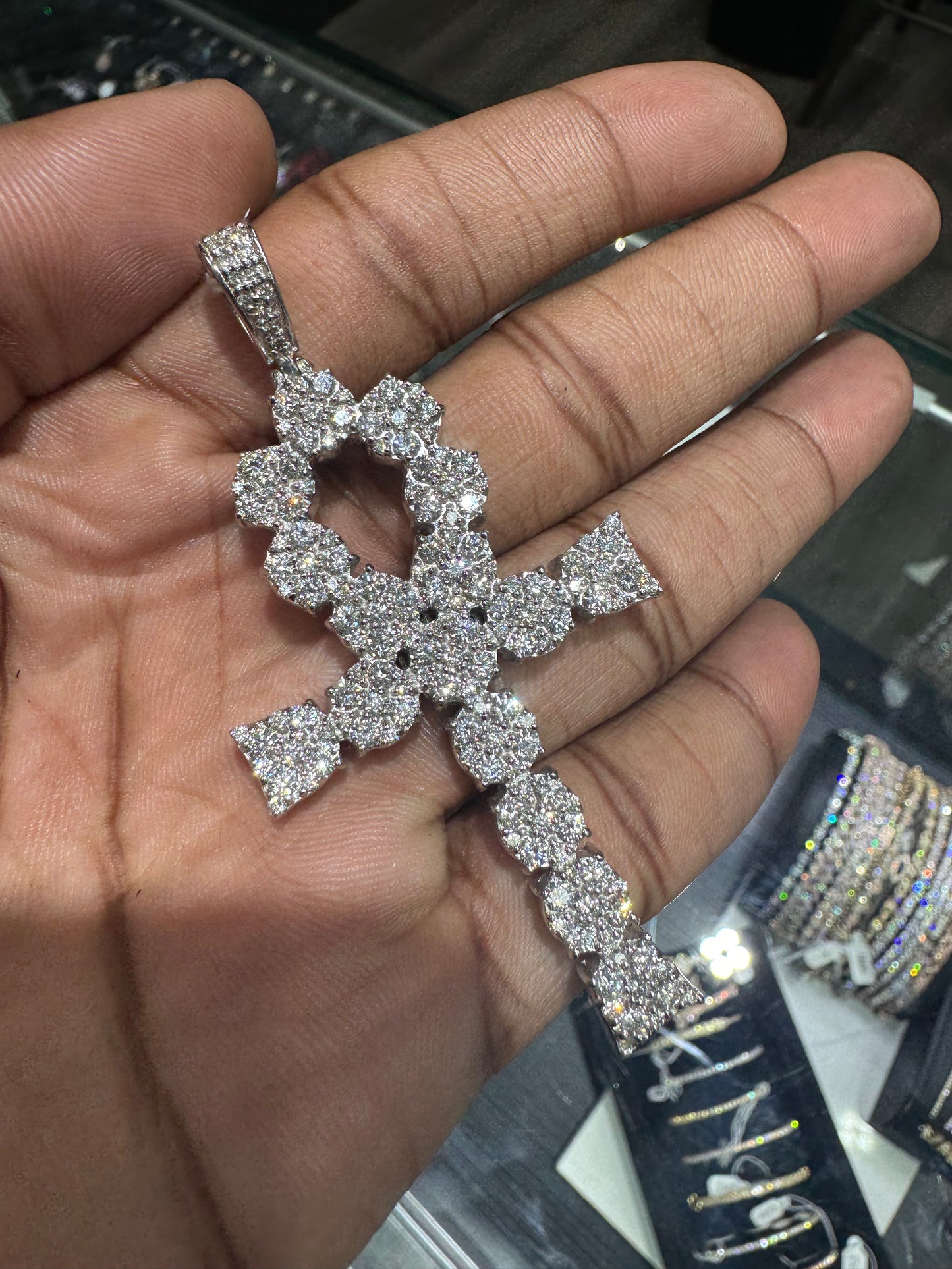 Big Ankh Pendant White Gold