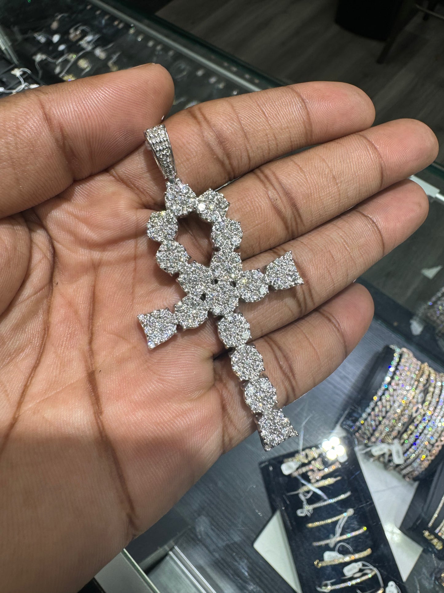 Big Ankh Pendant White Gold