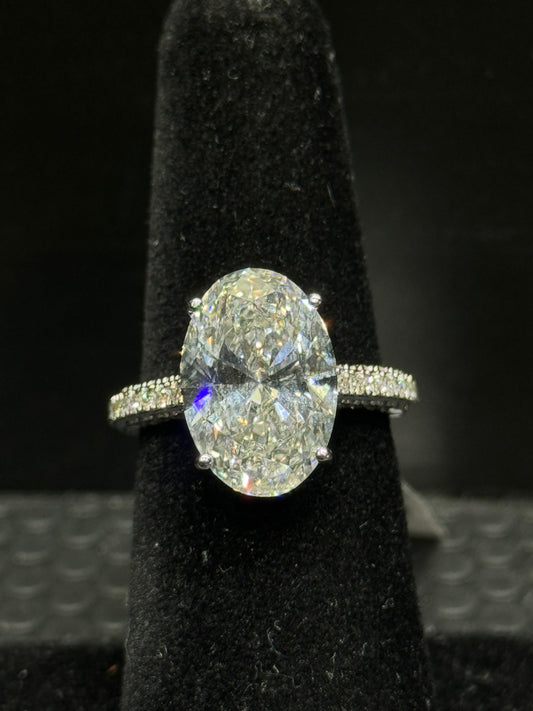 IGI Certified 7 Carat VS F Color Oval Shape Diamond Ring 14K White Gold