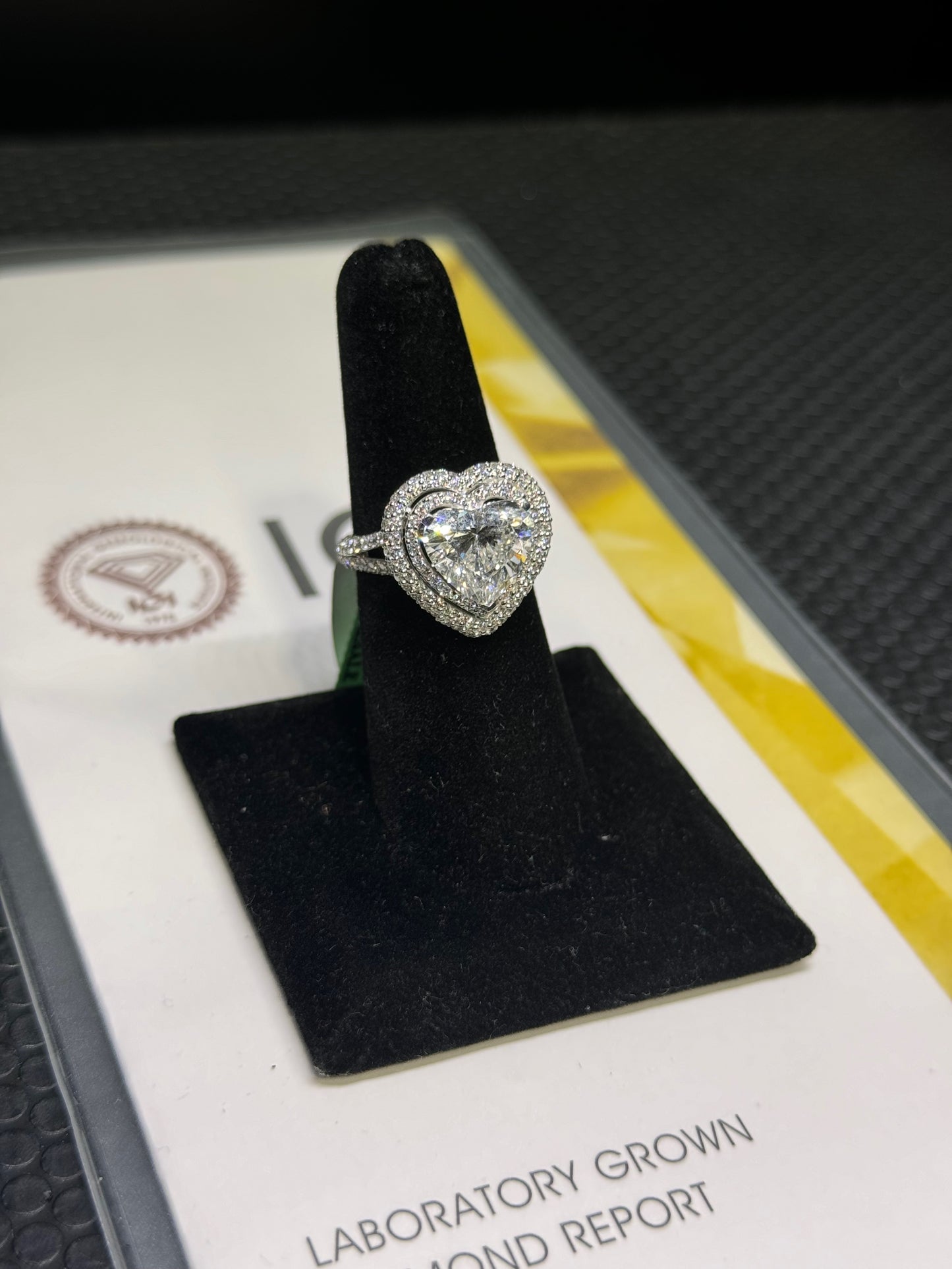 IGI Certified 6 Carat VS F Color Heart Shape Diamond Ring 14K