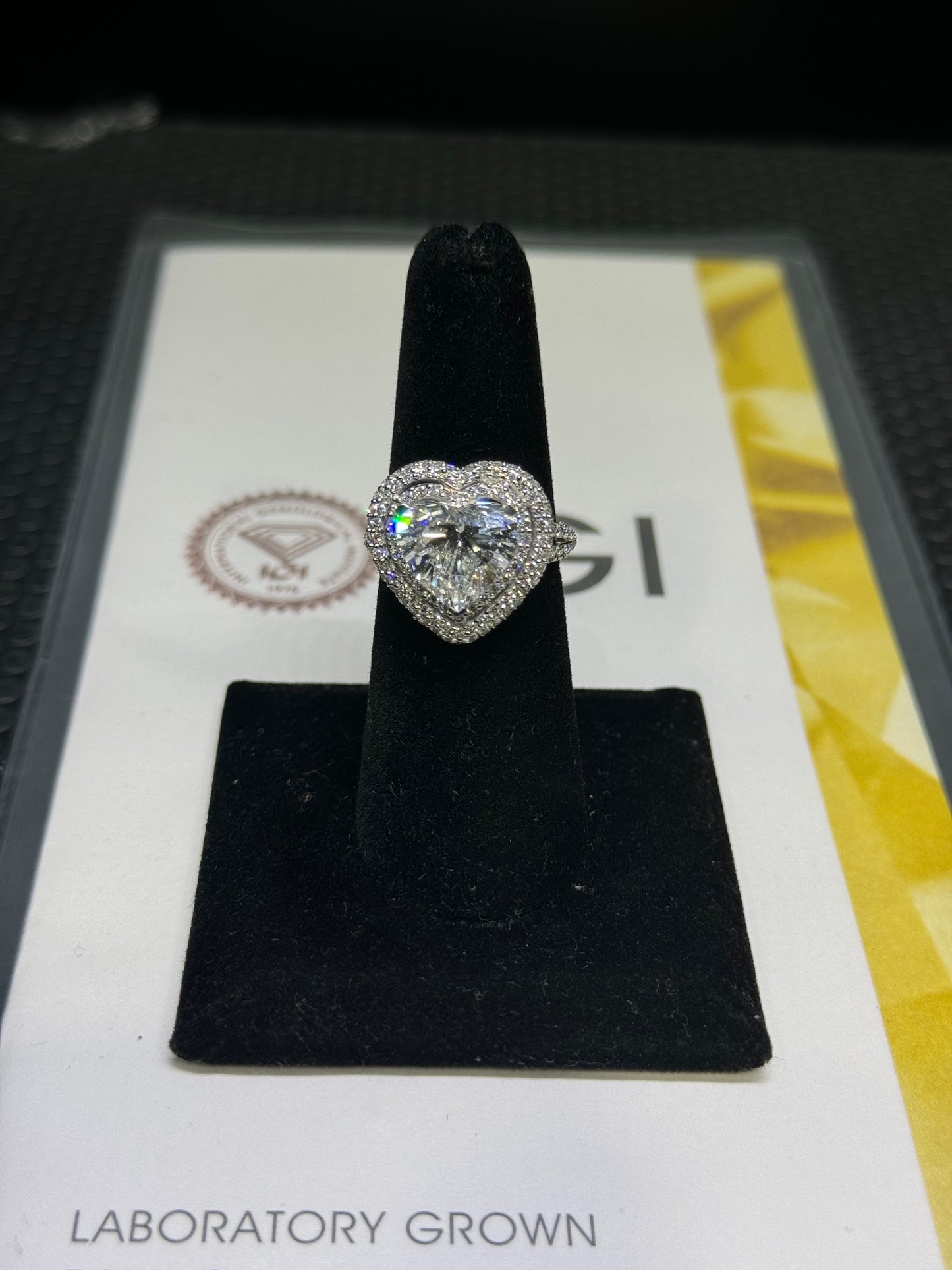 IGI Certified 6 Carat VS F Color Heart Shape Diamond Ring 14K