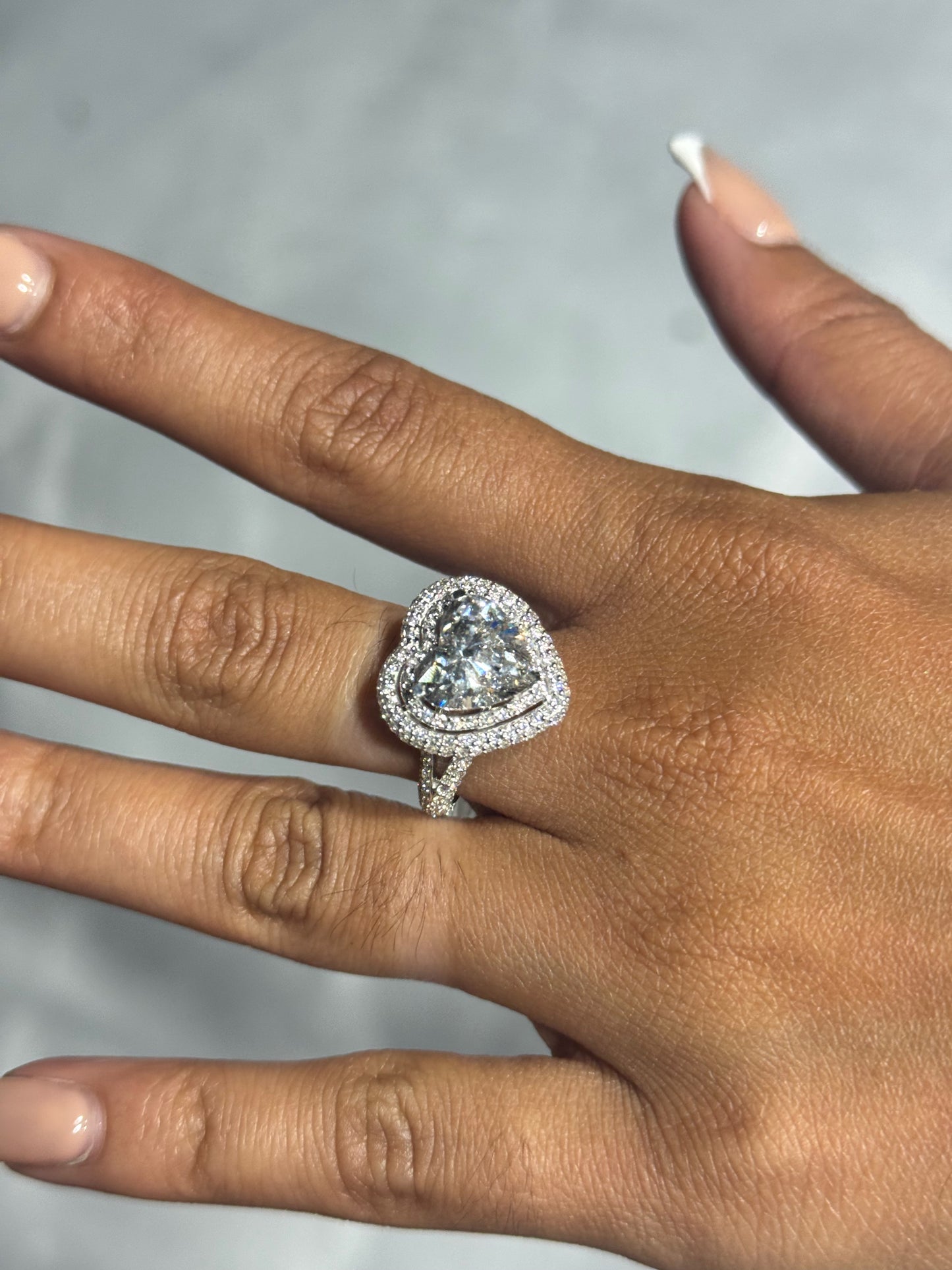 IGI Certified 6 Carat VS F Color Heart Shape Diamond Ring 14K