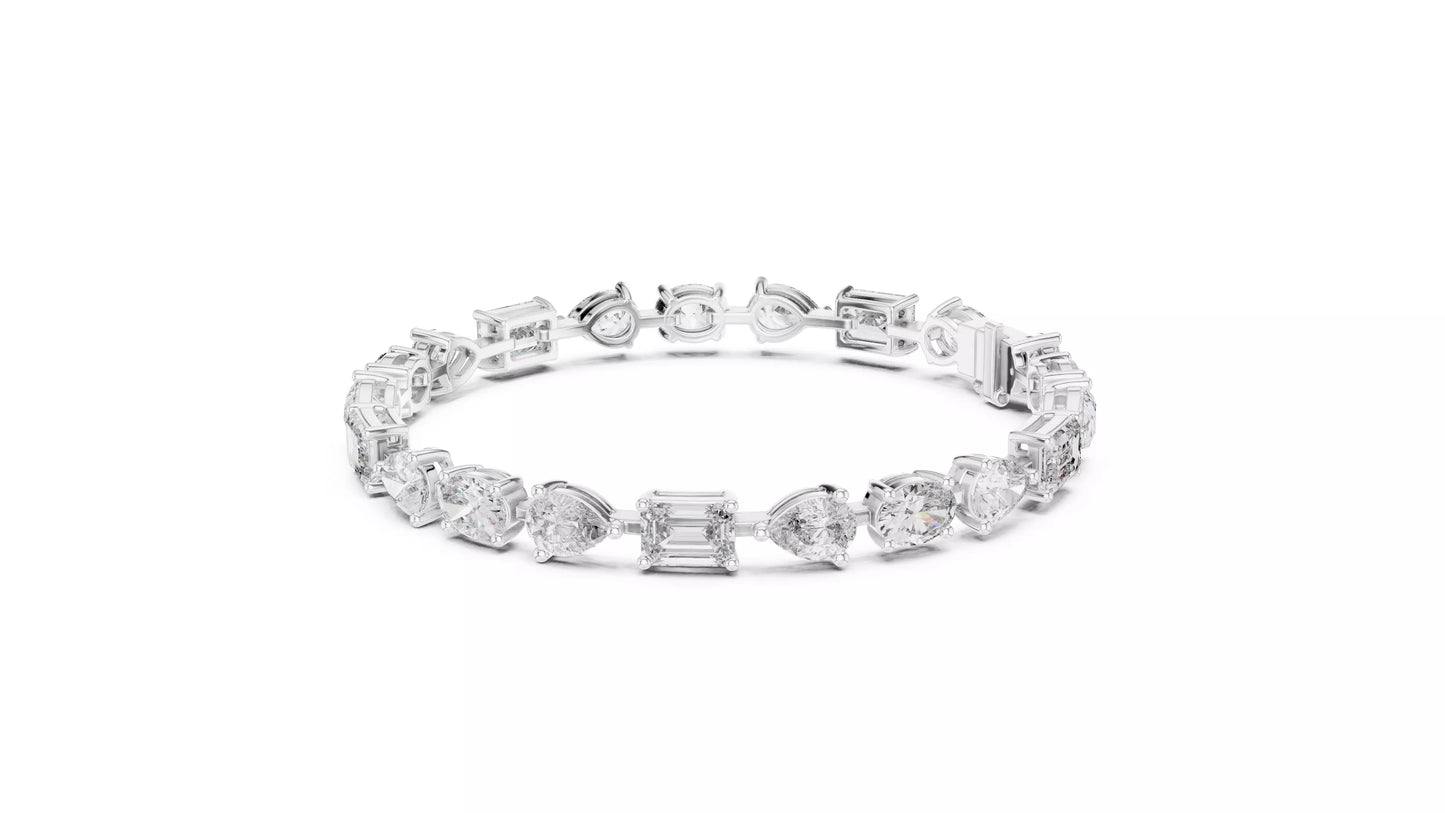 Mixed Shapes Diamond Bracele 14K Gold