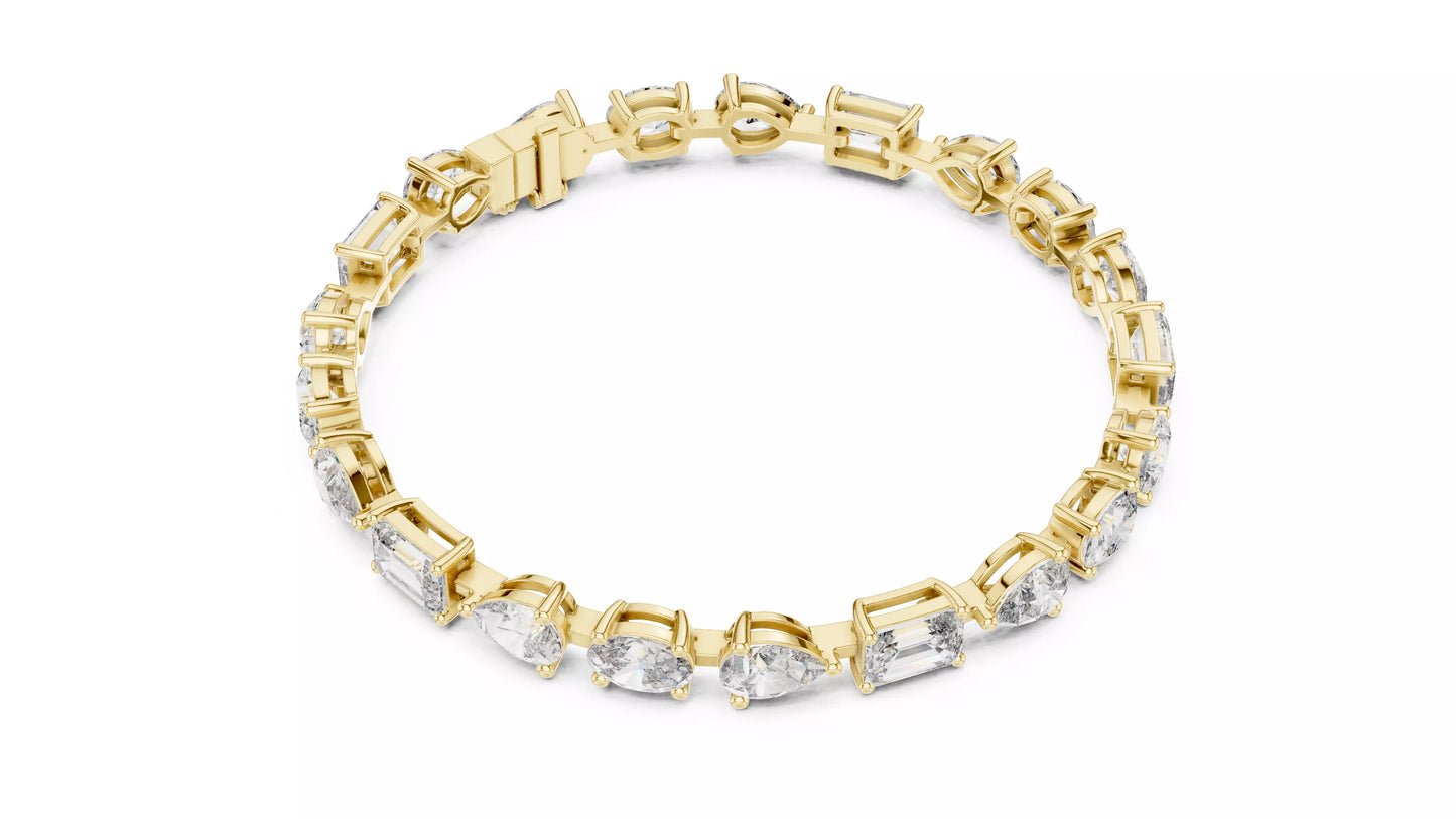 Mixed Shapes Diamond Bracele 14K Gold