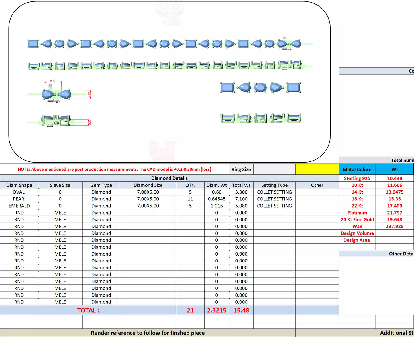 Mixed Shapes Diamond Bracele 14K Gold