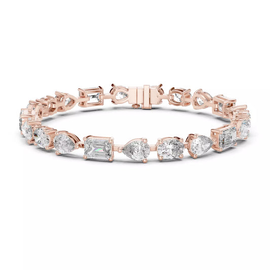 Mixed Shapes Diamond Bracele 14K Gold