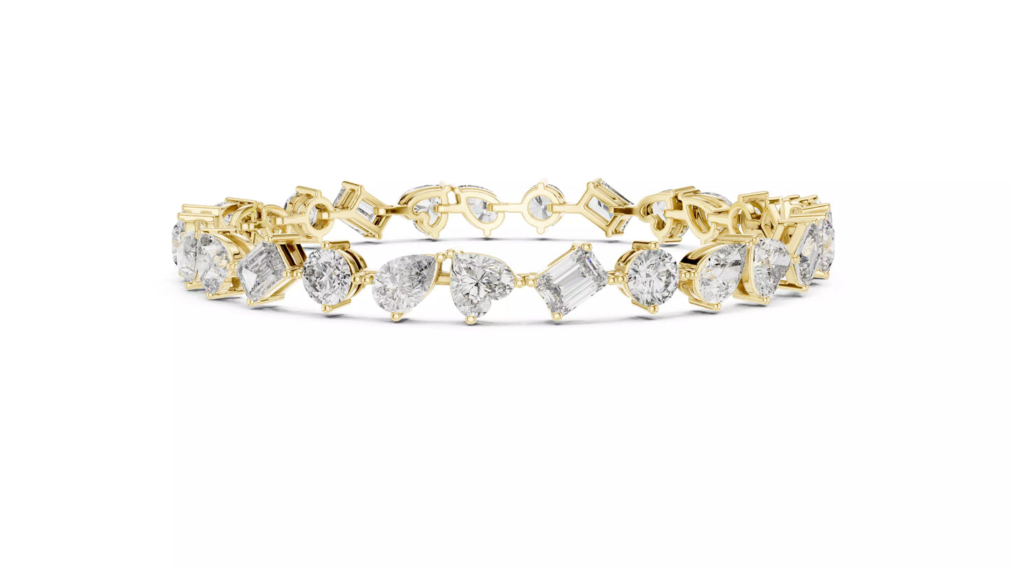 Mixed Shape Diamond Bracelet 14K Gold
