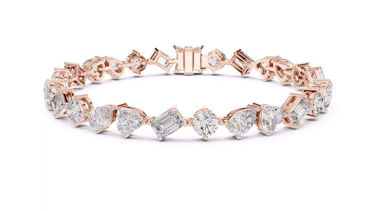 Mixed Shape Diamond Bracelet 14K Gold