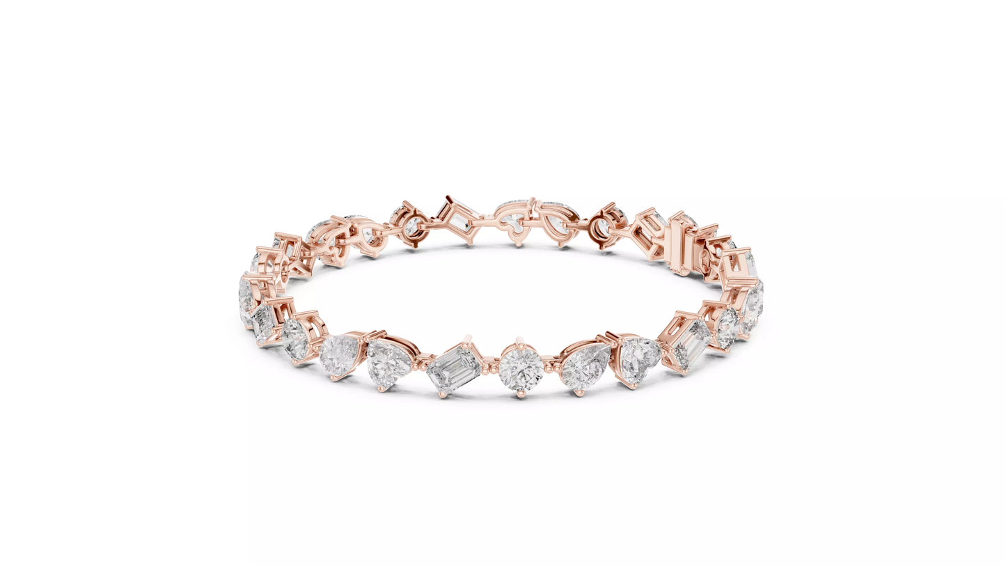 Mixed Shape Diamond Bracelet 14K Gold
