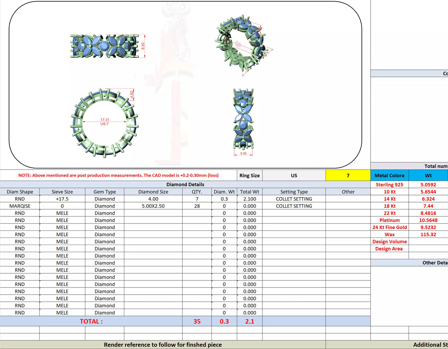 Pear & Round Mixed Shape Ring 14K